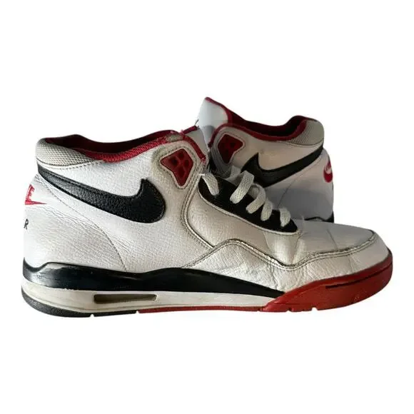 Nike Air Flight Legacy Mens Size 10 White Red Athletic Basketball Shoes Sneakers